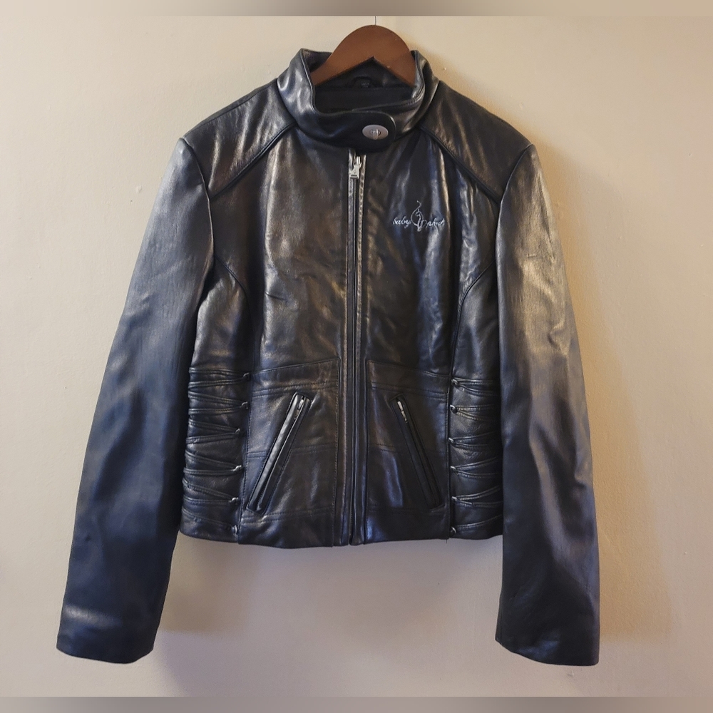 Baby Phat Black and Brown Leather Jacket